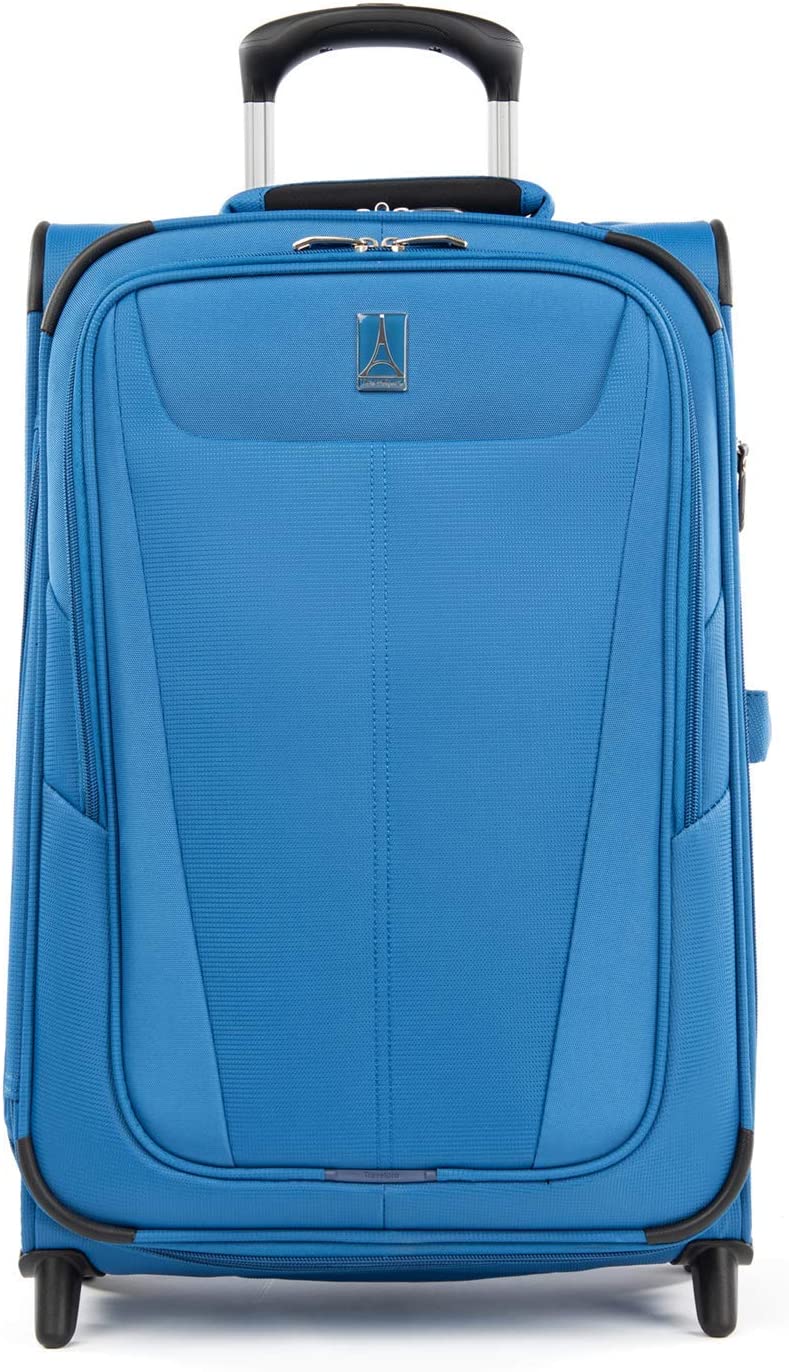 Travelpro Maxlite 5 Softside Expandable Upright 2 Wheel Luggage, Lightweight Suitcase, Men and Women, Azure Blue, Carry-On 22-Inch