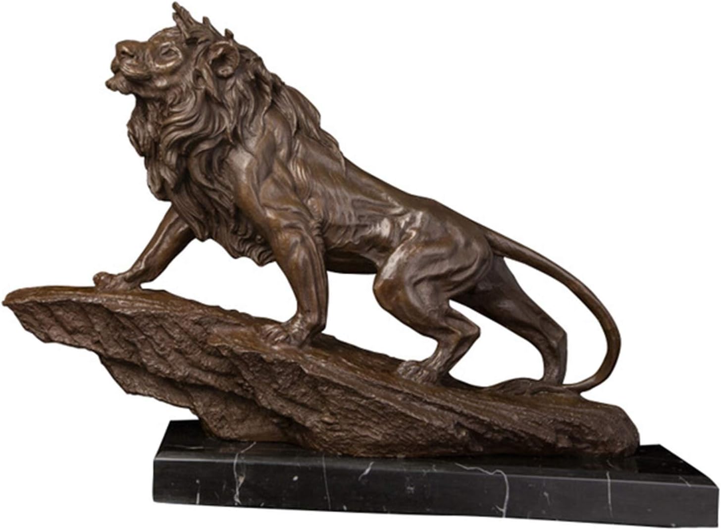 YEBDD Antique Bronze Casting Animal Statue Sculpture Wild Animal Roaring Lion Figurines for Indoor Decoration