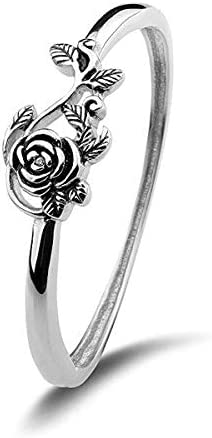 JESMING Tiny Rose Flower Silver Ring, Stacking Rings for Women Small Dainty 925 Silver Plated Ring Delicate Everyday Ring for Women Minimalist Personalized Jewelry
