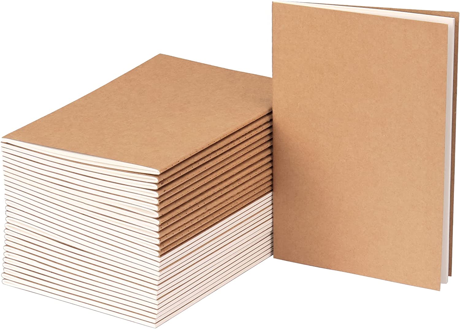 EOOUT 24 Pack Kraft Notebooks, Journals in Bulk, Blank Paper Sketchbooks, 60 Pages, 30 Sheets, 80GSM, 8.3x5.5 Inch, A5 Size, Travel Journal Set, for Gifts, Students and Office Supplies