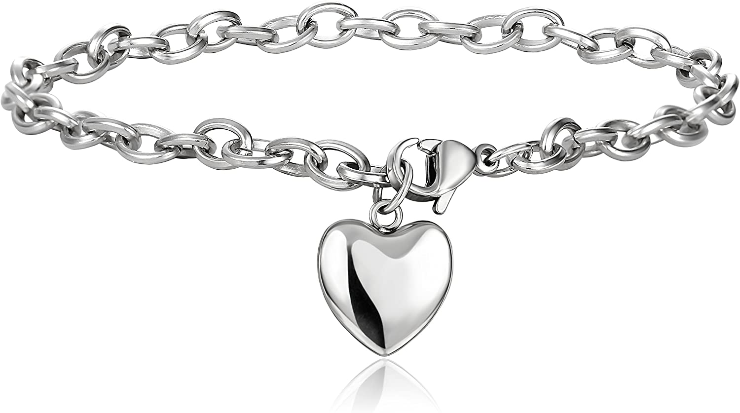 Jstyle Jewelry Women's Heart Charm Bracelets Stainless Steel Link Bracelet Birthday Gifts for Women Jewelry