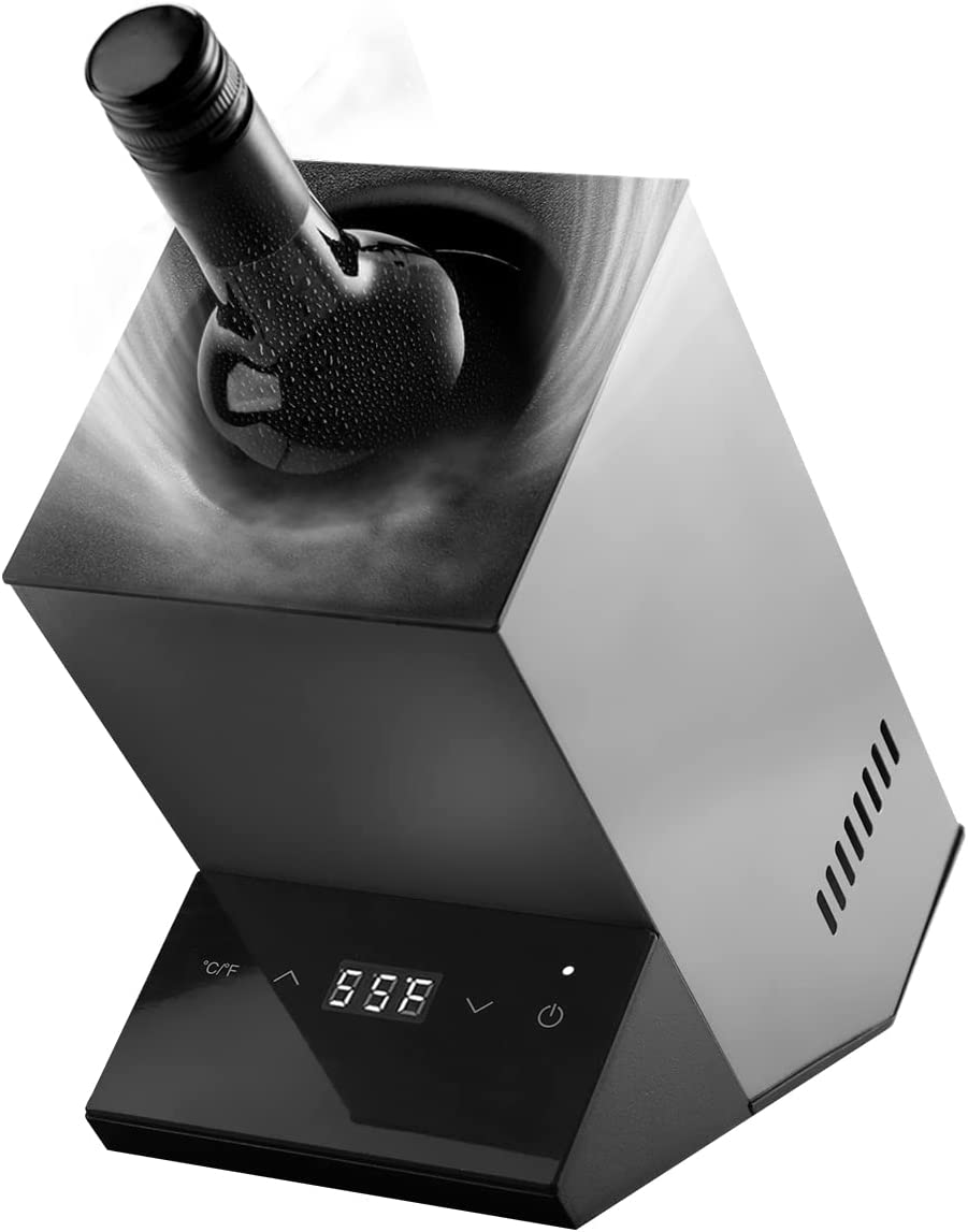 Cobalance Wine Chiller Electric， Wine Chillers Bucket for 750ml Red &amp; White Wine or Some Champagne，Stainless Steel Single Bottle Iceless Wine Cooler，Kitchen Bar RV Wine Accessory，Gift for Wine Lov