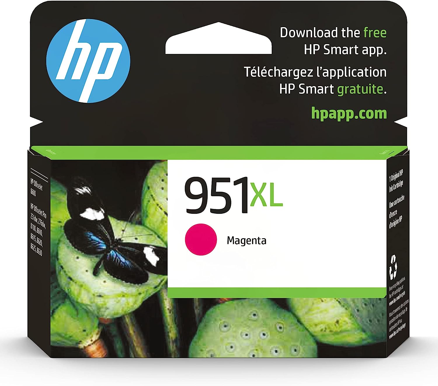 HP 951XL Magenta High-yield Ink Cartridge | Works with HP OfficeJet 8600, HP OfficeJet Pro 251dw, 276dw, 8100, 8610, 8620, 8630 Series | Eligible for Instant Ink | CN047AN