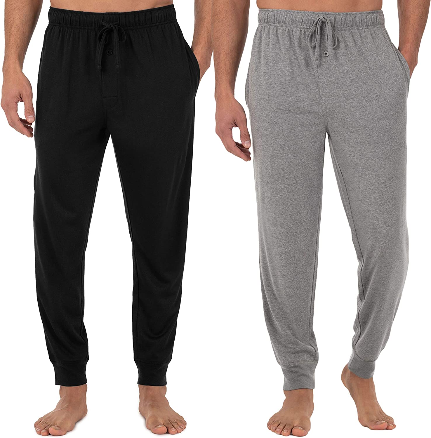 Fruit of the Loom mens Jersey Knit Jogger Sleep Pant (1 and 2 Packs)