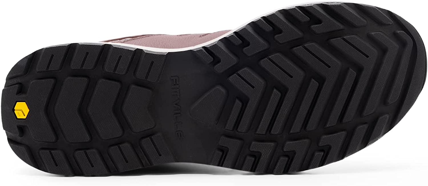 FitVille Mens Wide Hiking Shoes Waterproof Outdoor Work Shoes Trekking Trails Sneakers with Arch Support for Heel Pain Relief - Sturdy Core