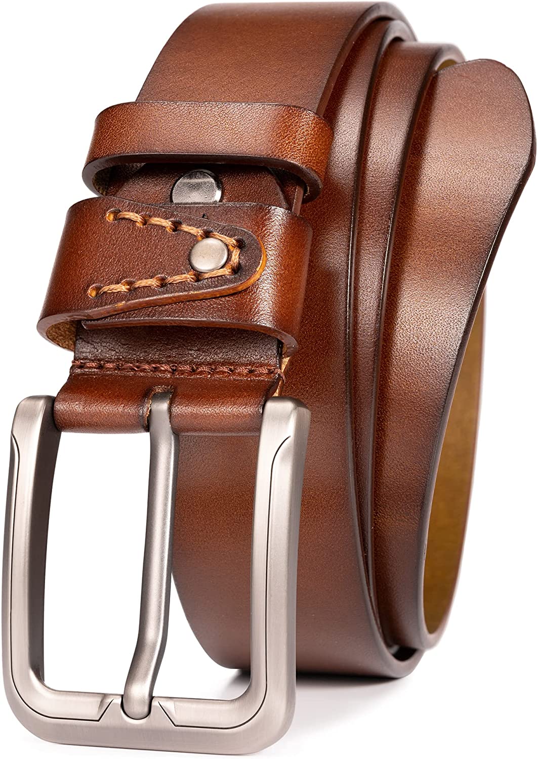 WOLFANT Full Grain Leather Belt for Men,100% Italian Real Solid Leather Casual Belt for Jeans