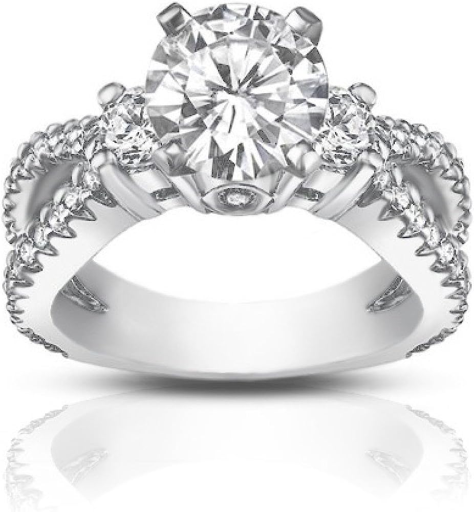Madina Jewelry 1.75 ct Ladies Round Cut Diamond Engagement Ring in 14 kt White Gold