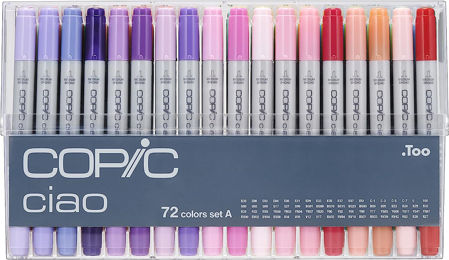 Copic Ciao, Alcohol-based markers, 72 color Set A