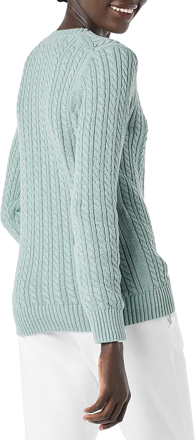 Amazon Essentials Women's Fisherman Cable Long-Sleeve Crewneck Sweater (Available in Plus Size)
