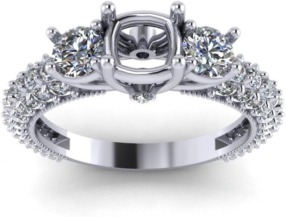 Madina Jewelry 1.85 ct Round Cut Diamond Semi Mount Engagement Ring in Platinum