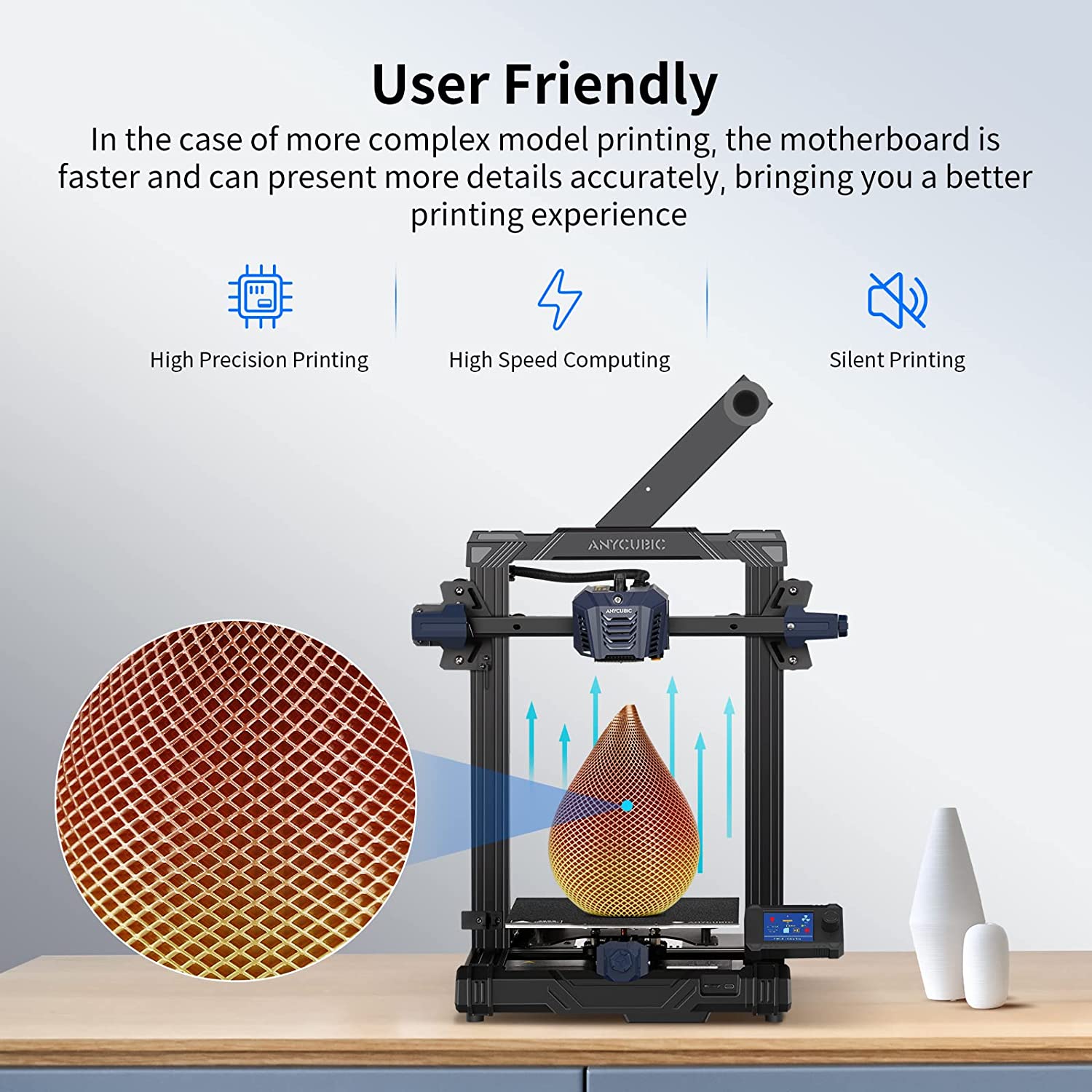 Anycubic 3D Printer Kobra Neo, Auto Leveling 3D Printers Pre-Installed with High Precision Printing and Easy Model Removal Perfect for Beginners Print Size 8.7x8.7x9.84 inch