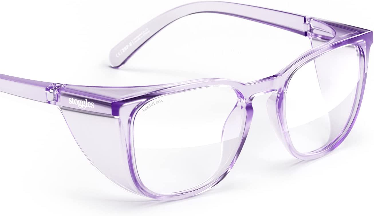 Stoggles - Official - Square - Z87.1 Certified Safety Glasses - Anti-Fog - Blue Light Blocking (Medium, Lilac)