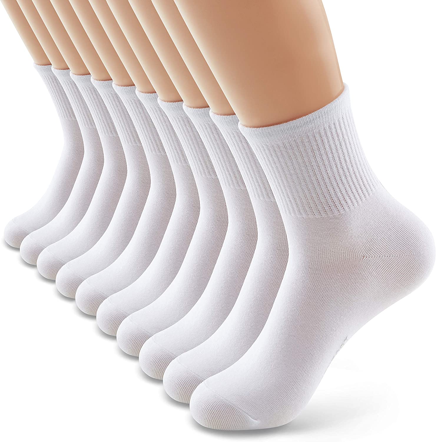 MONFOOT Women's 10-Pack Comfortable Casual Cotton Quarter Crew Socks