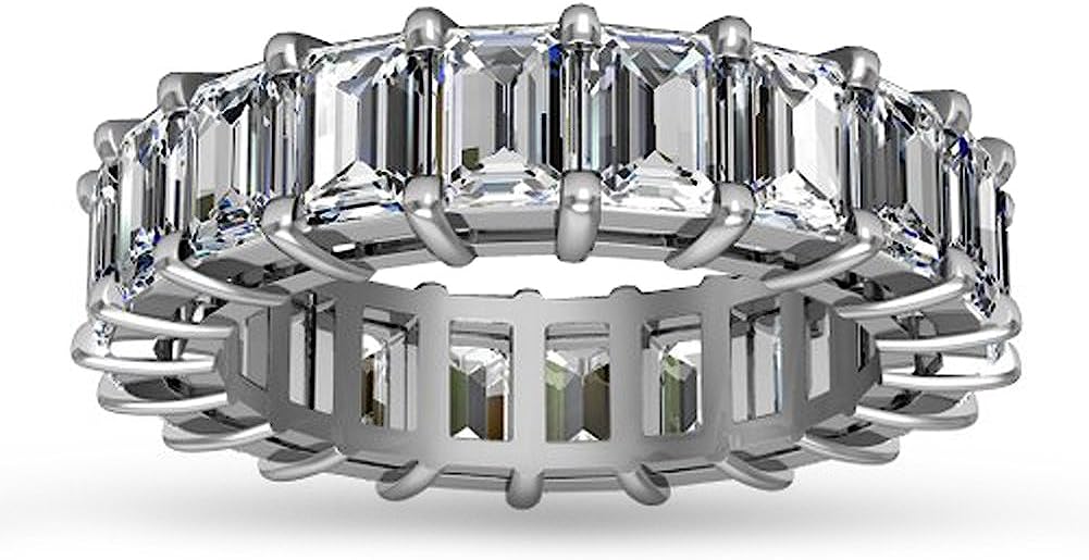 Madina Jewelry 5.00 ct Emerald Cut Diamond Eternity Wedding Band Ring in 14 kt White Gold