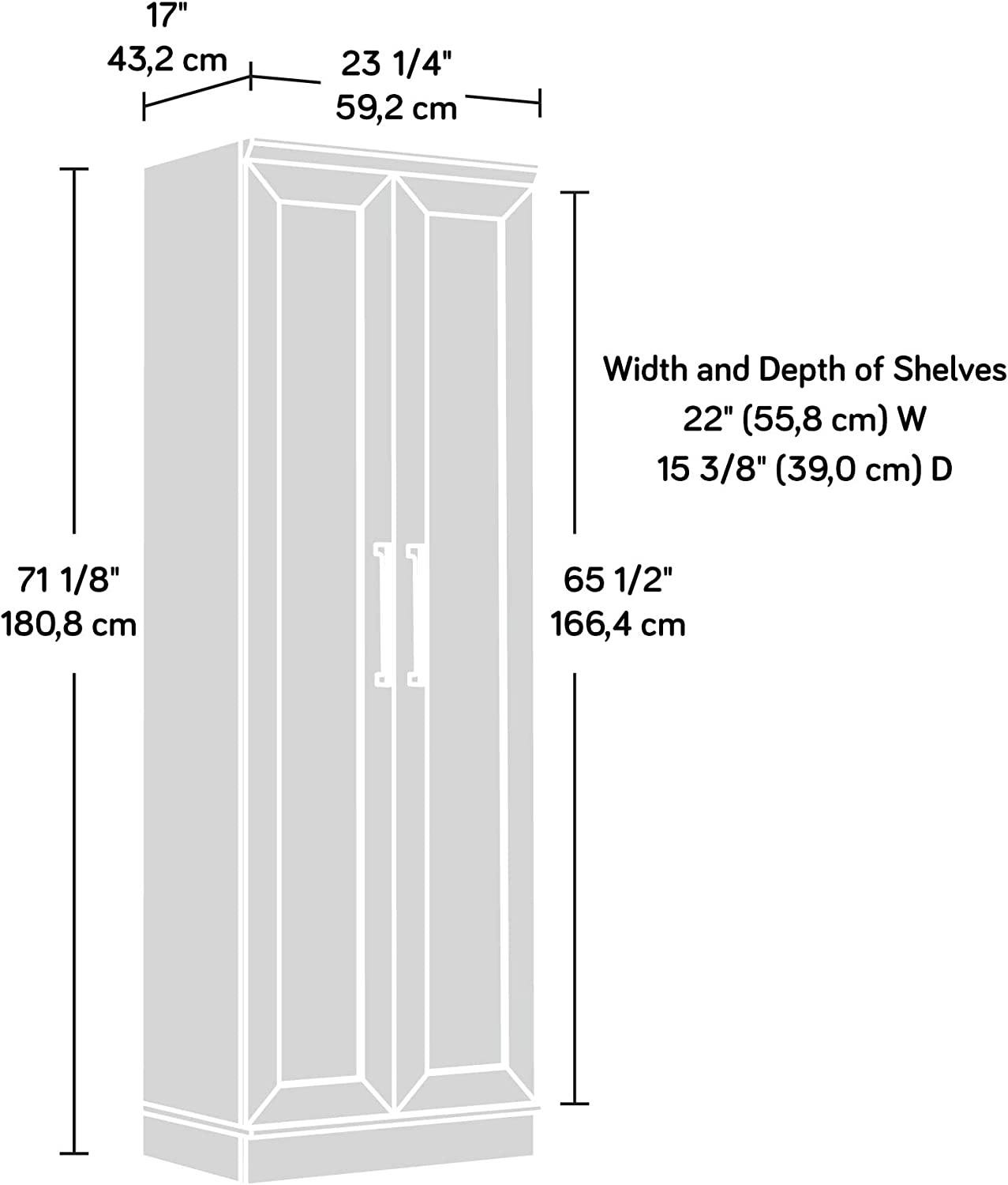 Sauder Homeplus Storage Cabinet， L: 17.01" x W: 23.31" x H: 71.18"， Pacific Maple Finish