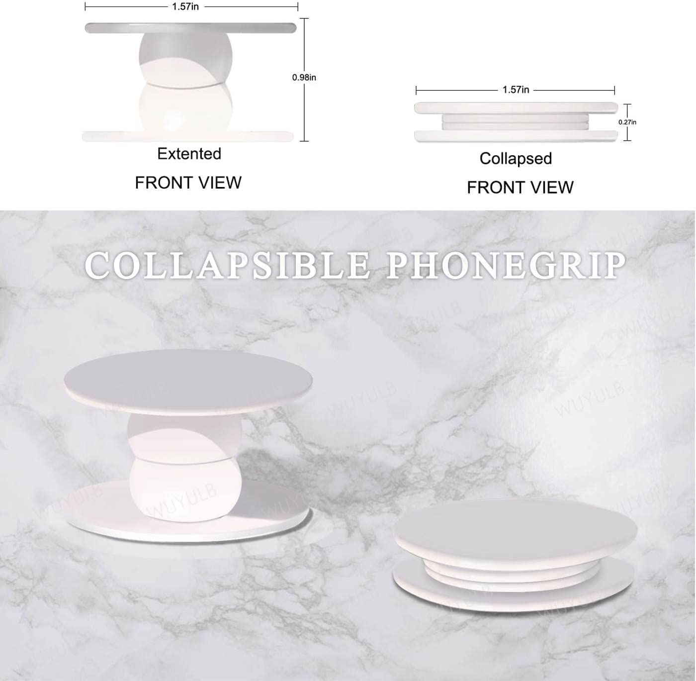 WUYULB Clear Crystal Collapsible Expandiing Mobile Phone Grip Stand Holder for Smartphones and Tablets Cell Phone Accessory (Sea and Shine)