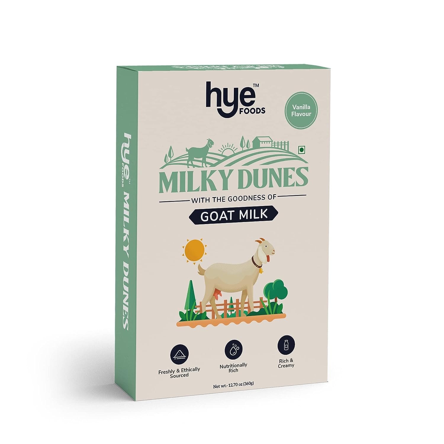 HYE FOODS Milky Dunes Goat Milk Powder | Pasture Grazed ? Vanilla Flavour ? 12.69 Oz (360gms)