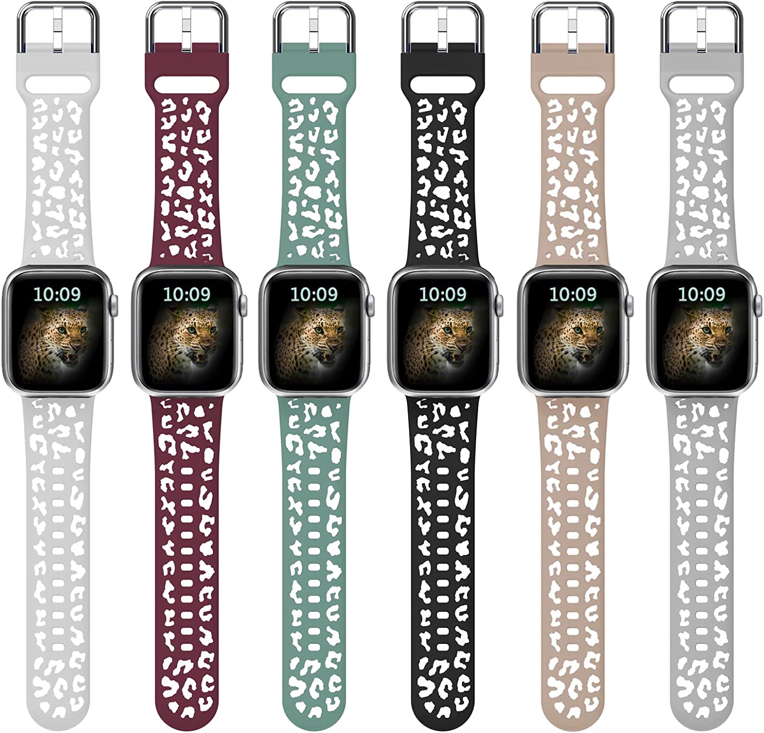 MAKOLE Silicone Bands Compatible with Apple Watch Band 40mm 41mm 38mm 45mm 49mm 44mm 42mm for Women, Leopard Waterproof Sport iWatch bands Replacement Wristbands for iWatch SE Series 8 7 6 5 4 3 2 1