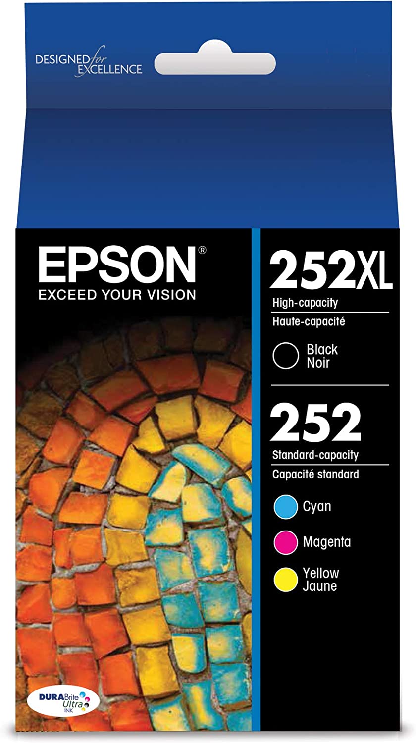 EPSON T252 DURABrite Ultra Ink High Capacity Black & Standard Color Cartridge Combo Pack (T252XL-BCS) for select Epson WorkForce Printers