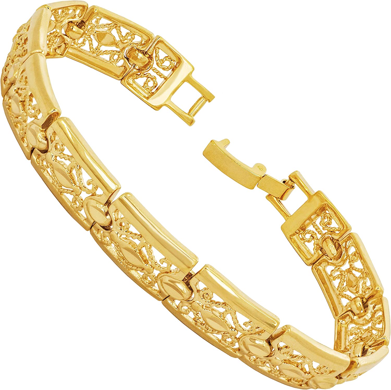 LIFETIME JEWELRY Filigree Bracelet for Women and Men 24k Real Gold Plated Charm