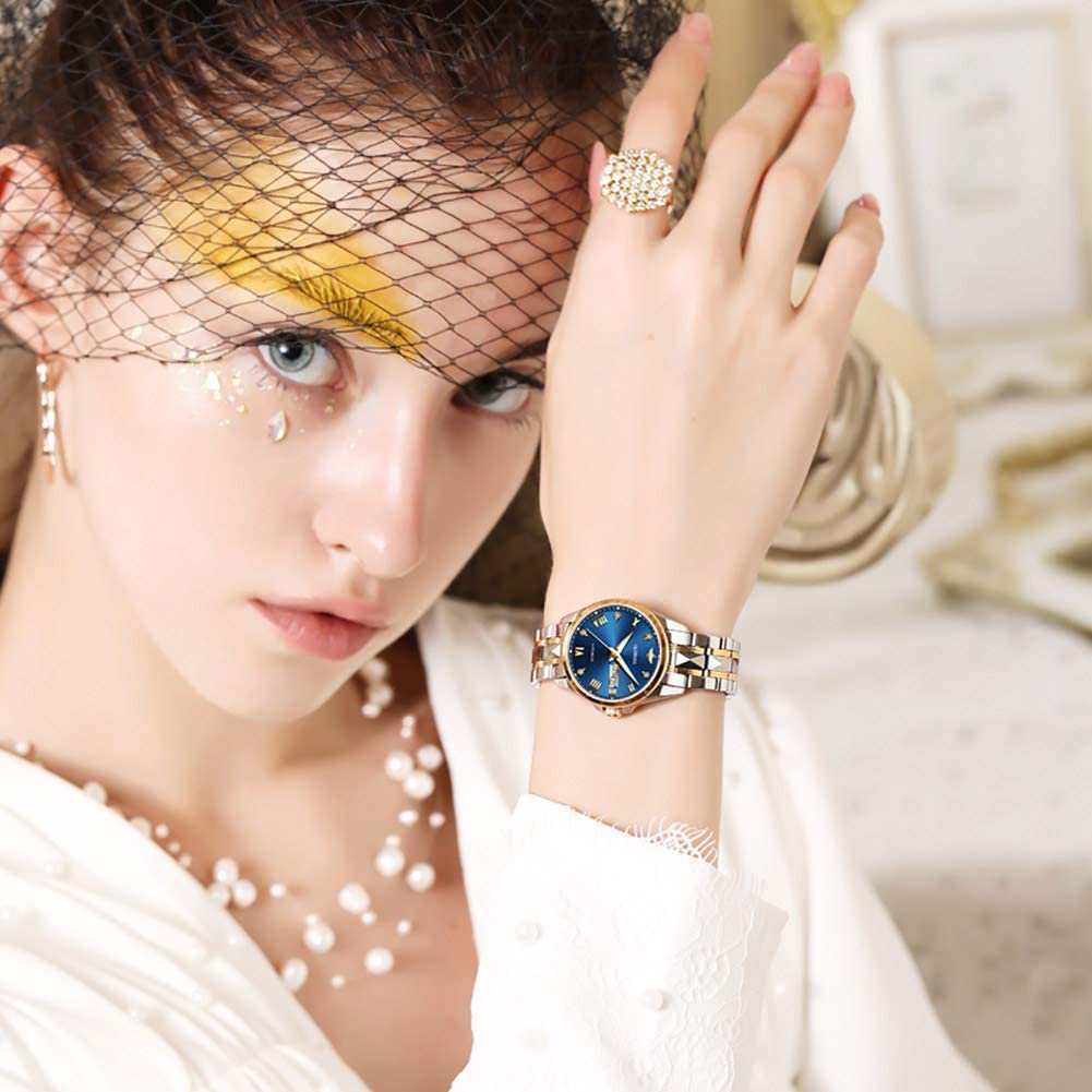 OUPINKE Swiss Brand Women Watch Automaitc Slef Winding Mechanical Fashion Bracelet Set Sapphire Crystal Dress Waterproof Ladies Wrist Watch