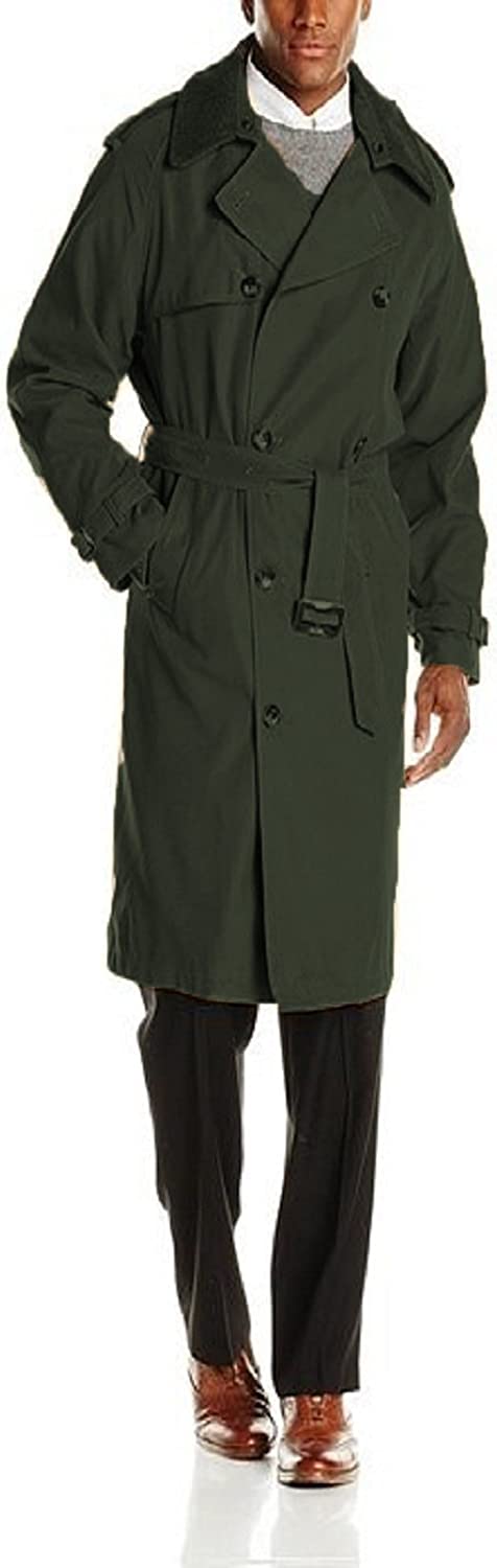 LONDON FOG Men's Plymouth Double Breasted Belted Micro Twill Light Lined Trench Coat