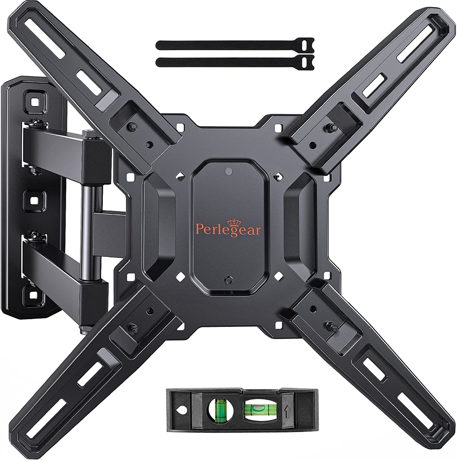 Perlegear UL Listed Full Motion TV Mount for Most 26–60 inch Flat or Curved TVs up to 82 lbs, Wall Mount TV Bracket with Articulating Arms, Tool-Free Tilt, Swivel, Extension, Max VESA 400x400mm, PGMF3