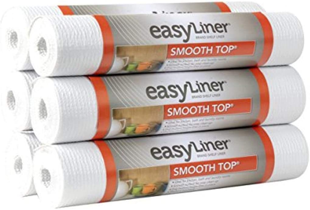 Duck Smooth Top Easy Liner Shelf Liner, 12 Inch x 10 Feet (6 Rolls), White