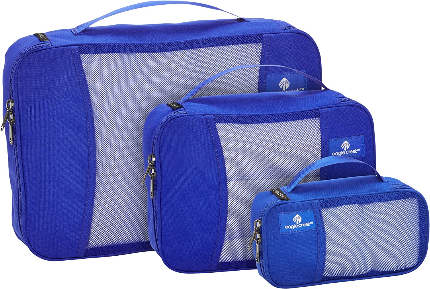 Eagle Creek Pack-It Original Packing Cubes Set XS/S/M - Durable, Ultra-Lightweight Fabric Suitcase Organizers with 2-Way Zippers and Grab-and-Go Handles, Blue Sea