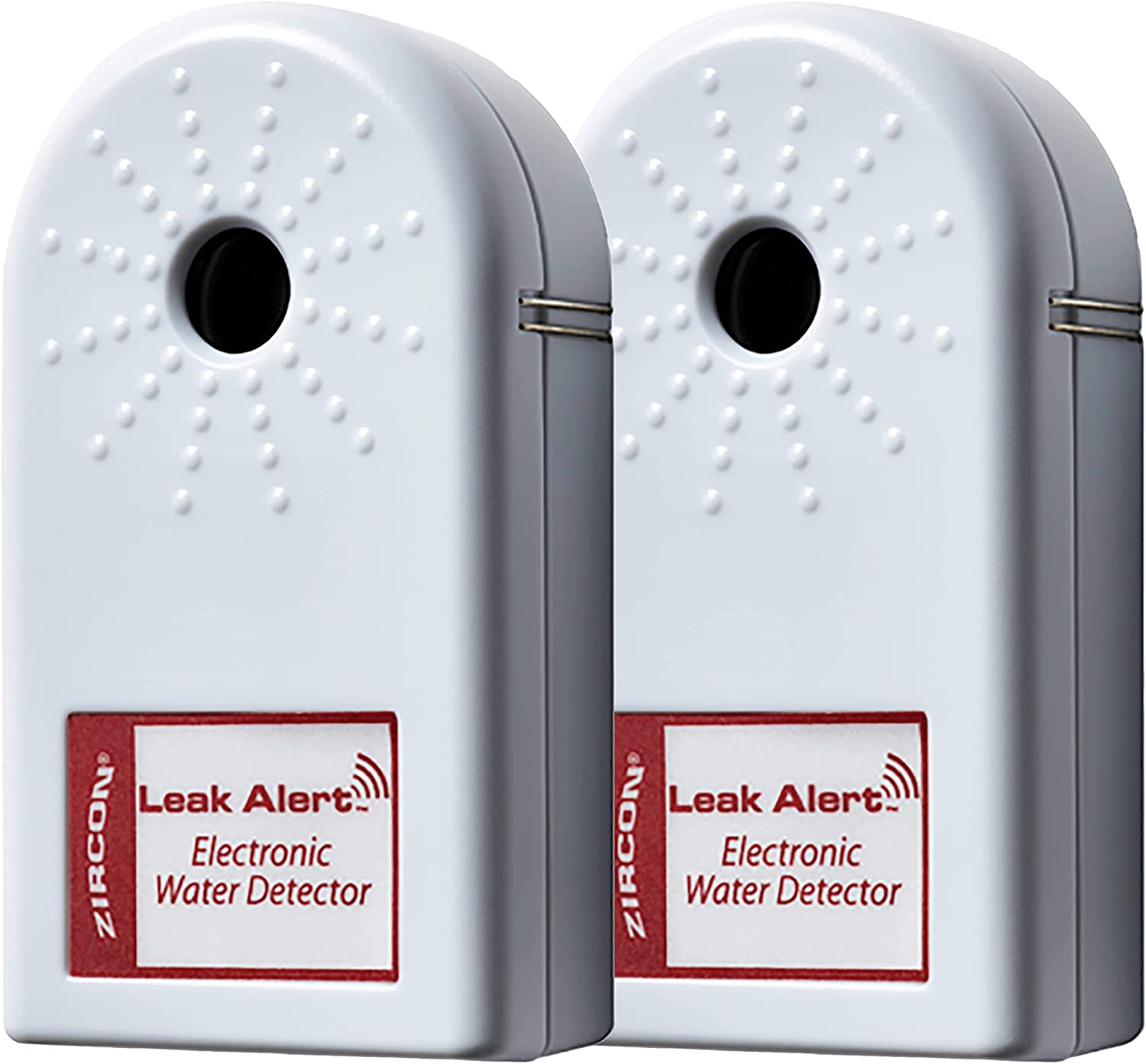 Zircon Leak Alert Water Leak Detector & Flood Sensor Alarm/Water Leak Sensor with Dual Leak Alarms 90Db Audio/Battery Powered (2 Pack) Batteries Not Included (72311) White